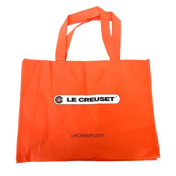 Le Creuset Reuse-Able Tote Bag Orange Gift Bag Foldable Shopping Bag Christmas - Picture 2 of 5